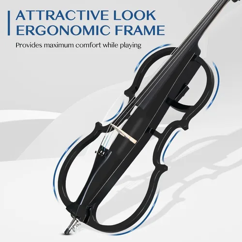 Miniatura 6 de Ktaxon Violonchelo eléctrico 4/4, kit profesional de violonchelo eléctrico silencioso con bolsa gruesa, auriculares estéreo, cable premium