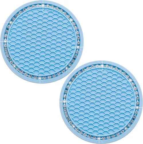 Miniatura 30 de 4 posavasos con brillantes para portavasos, 2.75 pulgadas, insertos para portavasos de auto, silicona suave antideslizante a prueba de golpes, Negro
