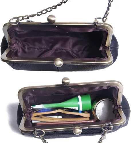 Miniatura 4 de Lanpet Cartera clásica para mujer con cierre de beso, con correa de cadena, bolso de hombro