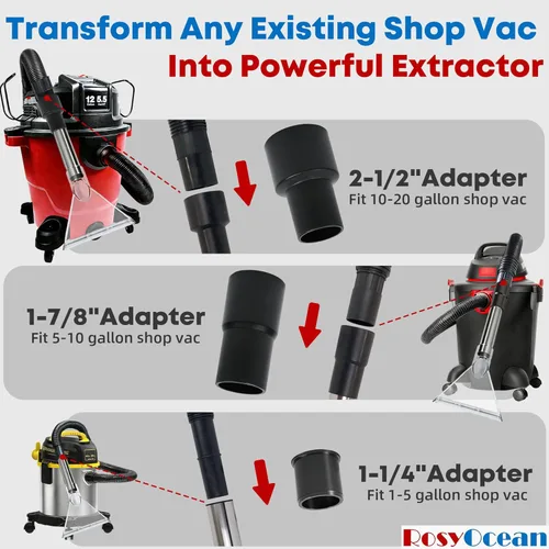 Miniatura 2 de Universal Compatible con Todas las Aspiradoras de Taller Accesorio Extractor con Tres Adaptadores de 2-1/2" y 1-7/8" y 1-1/4" Cabezal de Vacío