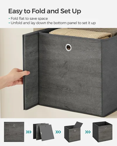 Miniatura 3 de SONGMICS Cubos de Almacenamiento, Juego de 6 Contenedores de Almacenamiento con Asas, Cajas de Almacenamiento Plegables de Tela Oxford y Tela No