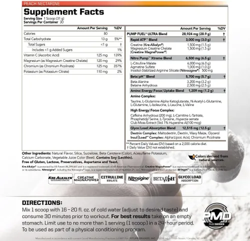 Miniatura 3 de PMD Sports Pump Fuel Ultra Medium Stim - Polvo y bomba muscular de primera calidad, mayor enfoque, resistencia y recuperación, creatina premium