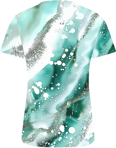 Miniatura 115 de Summer Shirts for Women 2025 Plus Size Short Sleeve Henley Tops Marble Floral Loose Tshirt Tee Casual Dressy Tunics