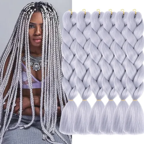 Miniatura 18 de Beige (613) Cabello trenzado 6 paquetes de extensiones de cabello sintético de 24 pulgadas, extensiones de cabello trenzado Jumbo Ombre trenzado