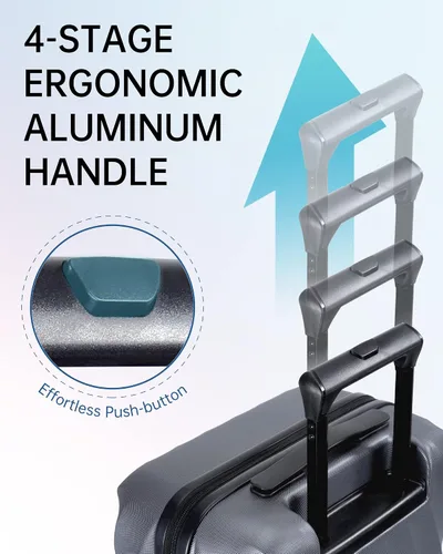 Miniatura 6 de BAGSMART Equipaje de viaje para equipaje de mano, Gris Carbón, Equipaje de mano rígido con ruedas giratorias