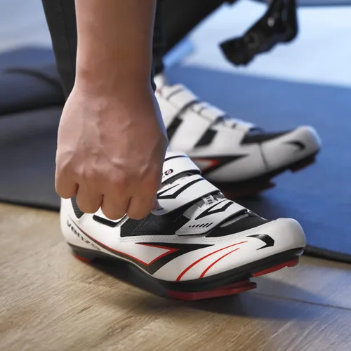 Miniatura 7 de Venzo Zapatos de ciclismo de carretera para hombre, 3 correas, compatibles con Look Delta y Shimano SPD-SL, perfectos para bicicletas de carreras