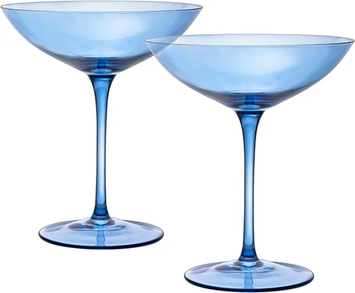 The Wine Savant Champagne Coupes - Copas de champán coloridas de 12 onzas, Prosecco, juego de copas de mimosa, juego de copas de cóctel, cristalería