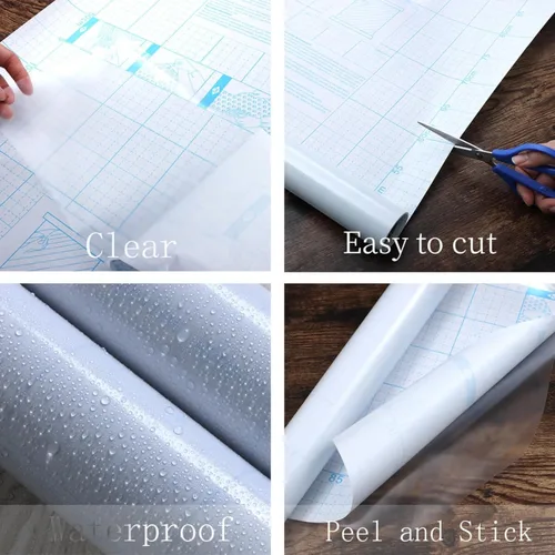 Miniatura 3 de Heroad Película protectora transparente impermeable y autoadhesiva extraíble para armarios de cocina, estantes, cajones, estantes, escritorios, 17.7