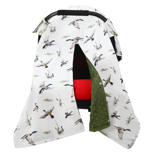 Honeydak Funda de asiento de automóvil de pato mallardo, fundas para asiento de automóvil, toldo de lactancia infantil Minky, mantas de lactancia