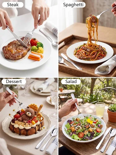 Miniatura 2 de Supernal Paquete de 60 cubiertos de plástico plateado, cubiertos preenrollados, cubiertos plateados desechables de primera calidad, para bodas