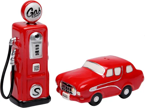 StealStreet SS-CG-62520 3.5" Old Fashion Red Car y Gas Pump Salero y Pimentero