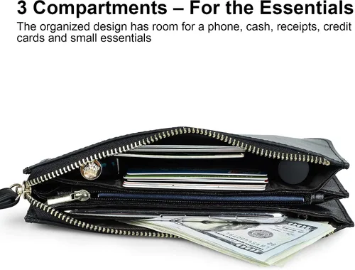 Miniatura 3 de Befen - Bolso clutch de mano de cuero con correa para teléfono celular organizador de tarjetas