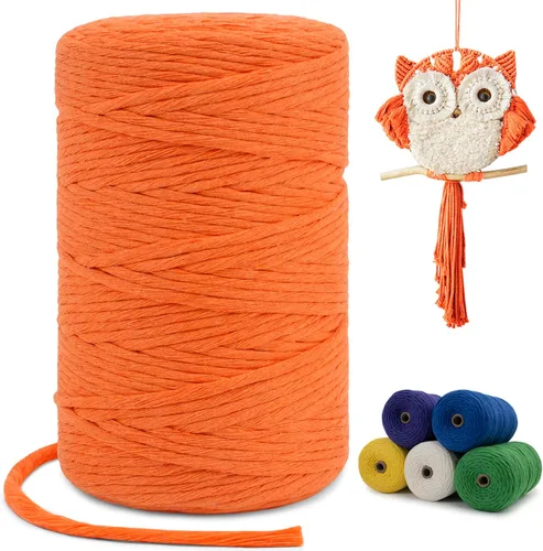 Miniatura 61 de Cuerda de macramé de una sola hebra de 0.197 in x 110 yardas, cuerda de macramé de algodón natural de 0.197 in, cuerda de algodón grueso para colgar