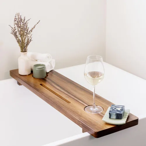 Miniatura 7 de Bandeja de bañera Nature Shed prémium para bañeras estándar bandeja de baño de lujo de acacia sólida de 29 pulgadas para bañera organizador