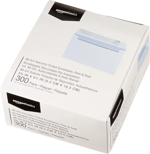 Miniatura 6 de Amazon Basics - Sobres tintados de seguridad #6 3/4, con cierre adhesivo, color blanco, paquete de 300