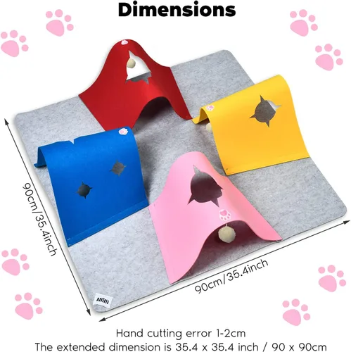 Miniatura 2 de Túnel de juguetes para gatos de interior, muebles interactivos de enriquecimiento para gatos con bola de felpa para animales pequeños, mascotas
