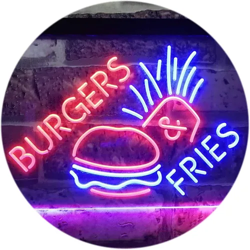 Miniatura 18 de ADVPRO Burgers & Fries Fast Food Open Shop - Letrero de neón LED de doble color, azul y rojo, 16 x 12 pulgadas, st6s43-i3192-br