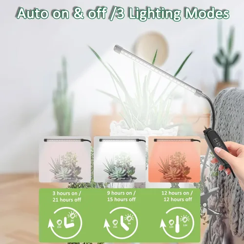 Miniatura 4 de Sunny Power Luces de cultivo con clip para plantas de interior de espectro completo, luz LED de 6000 K para cultivo en interiores con temporizador
