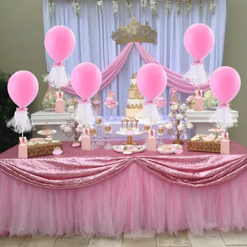 Miniatura 8 de Globos tutú de tul rosa con caja de dulces para centros de mesa de baby shower, mariposas para niñas, fiesta de cumpleaños, decoración de mesa