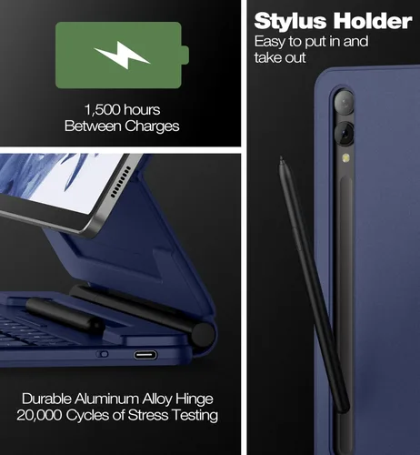 Miniatura 6 de Dexnor para Samsung Galaxy Tab S10+ Plus/S9+ Plus/S9 FE+ Plus/S8+ Plus/S7+ Plus/S7 FE Funda con teclado 31.5 cm Flotante Cantilever Magnético Azul