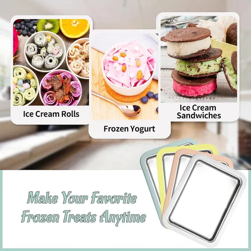 Miniatura 6 de Máquina de helado instantánea, máquina de helado enrollado, placa de yogur congelado, sartén/rollo de gelato instantáneo, DIY casero para divertidas
