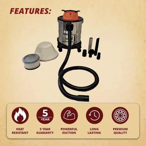 Miniatura 3 de Pellethead Ash Vault Pro Aspiradora de cenizas de 10 amperios para chimeneas, estufas de pellets y barbacoas, capacidad de 5 galones, doble HEPA