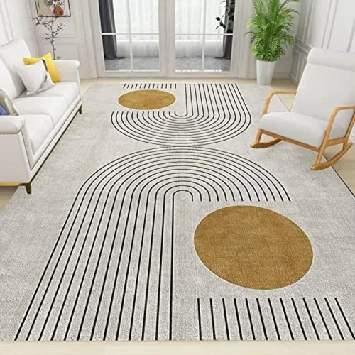 Miniatura 24 de Alfombra minimalista de lujo con diseño geométrico para sala de estar, alfombra moderna con estampado de mármol rosa dorado, alfombra rectangular
