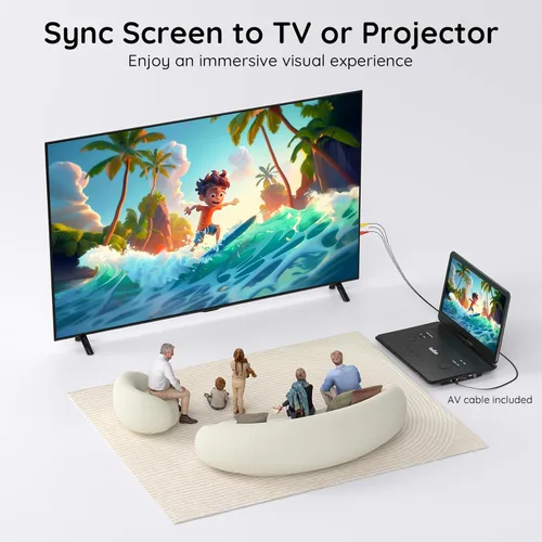 Miniatura 7 de Boifun Combo de reproductor de TV/DVD portátil de 17.5" con pantalla giratoria HD grande de 15.6", sintonizador ATSC de TV digital, batería