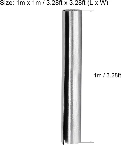 Miniatura 2 de uxcell Hoja de aislamiento, 1 mx1mx5 mm, papel de aluminio en relieve, impermeable, resistente al calor, barrera térmica, para pared de techo, tubo