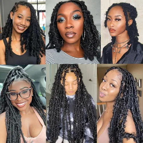 Miniatura 6 de ZRQ Cabello afro trenzado negro elástico para Butterfly Locs de 12 pulgadas, cabello trenzado de ganchillo Marley Twist preseparado, 3 paquetes