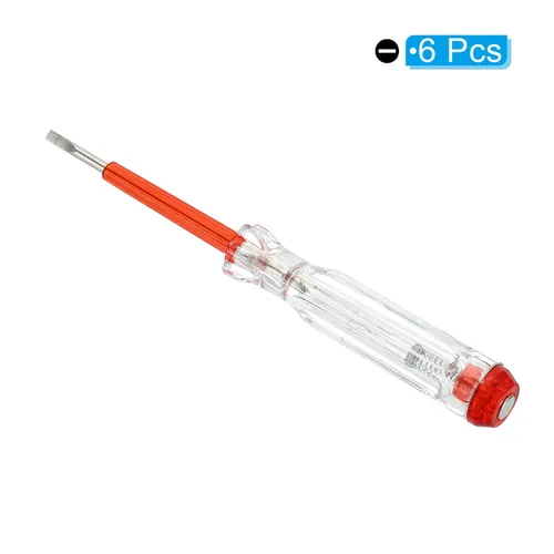 Miniatura 3 de PATIKIL Probador de voltaje CA 150-500V detector eléctrico de contacto con destornillador ranurado con tubo de neón, rojo transparente, paquete de 6