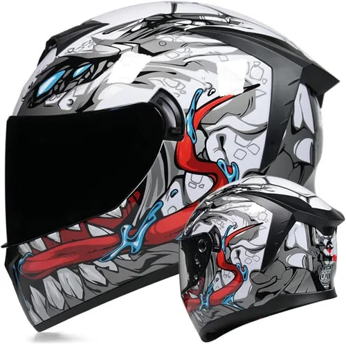 Miniatura 10 de Casco de motocicleta de cara completa unisex para adultos, aprobado por DOT, para motocicleta, ciclomotor, bicicleta de calle, carreras, casco