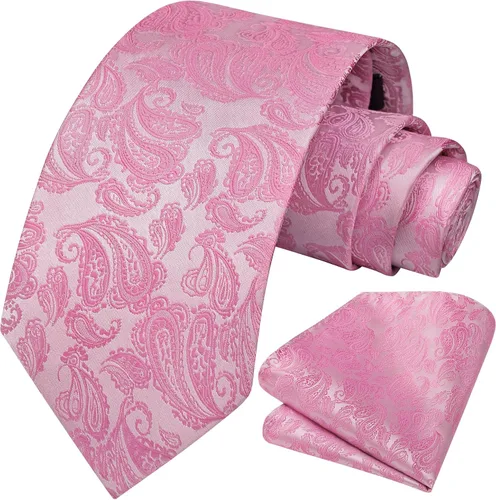 Miniatura 95 de HISDERN Corbatas para hombre, corbata de cachemira y bolsillo cuadrado tejido clásico floral para hombre, corbata de fiesta de boda