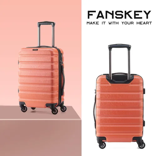 Miniatura 2 de Fanskey Equipaje, juego de 3 piezas maleta con ruedas giratorias, TSA LockHardshell, ligero, Tigerlily Naranja, Fanskey