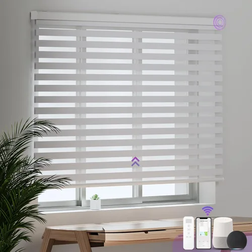 Miniatura 14 de Persianas motorizadas de cebra para ventana: Astomi - Persiana enrollable sin cordón con control remoto, persianas inteligentes funciona con Google