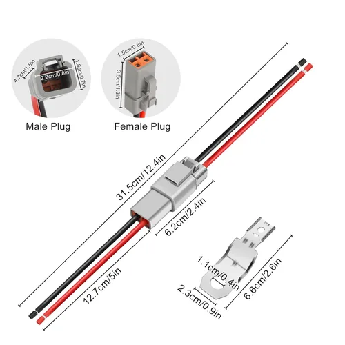 Miniatura 2 de Linkstyle 5 pares de kit de conectores DTP de 2 pines con cable de 12 AWG, conectores Deutsch impermeables eléctricos automotrices macho hembra