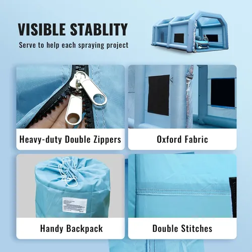 Miniatura 6 de VEVOR - Carpa inflable para pintar coches y camiones, gran refugio portátil con dos sopladores de alta potencia de 950W+1100W, refugio de pintura