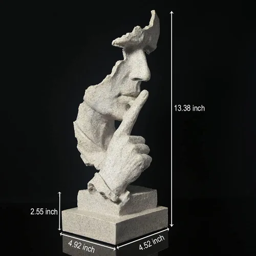 Miniatura 2 de fazhongfa Estatua de pensador – Silence is Gold - Decoración moderna creativa de arte abstracto, esculturas de resina, decoración de habitación