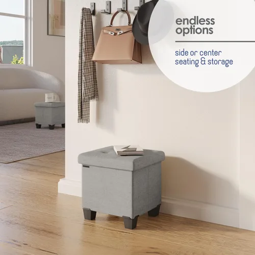Miniatura 6 de Cubo otomano de almacenamiento con cubo pequeño, otomana cuadrada de 15 pulgadas con almacenamiento para sala de estar y dormitorio, reposapiés