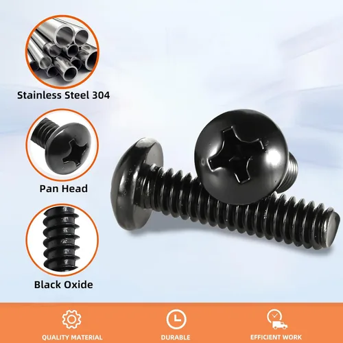 Miniatura 4 de 1/4-20 x 1 (1/2" a 2" disponible) Tornillos de máquina de cabeza plana, rosca completa, acero inoxidable 304 18-8, óxido negro, 25 piezas
