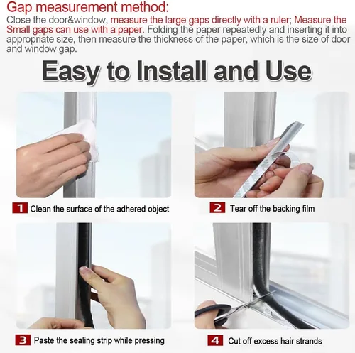 Miniatura 7 de Tira de sellado de puerta de 33 pies para ventana, cinta aislante de invierno para marco de insonorización, inserciones de ventana resistentes al