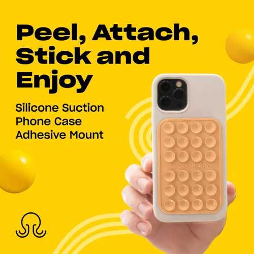 Miniatura 2 de OCTOBUDDY Classic MAX - Funda adhesiva de silicona con succión para teléfono - Manos libres, soporte de agarre fuerte para selfies y videos - Crema