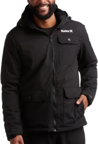 Hurley Chaqueta de Invierno para Hombre - Parka Cálida con Cremallera y Capucha, Forrada de Sherpa, con Múltiples Bolsillos (Tallas S-XL)