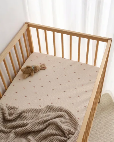 Miniatura 116 de Blissful Diary Sábanas de muselina para cuna para niñas, sábana de bebé de algodón suave bohemio para colchón de cuna estándar de 52 x 28 pulgadas