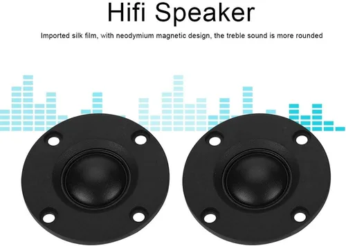 Miniatura 2 de Altavoz de alta fidelidad, 2 unids 30W 6Ω domo tweeter imán agudos altavoz de seda de alta fidelidad altavoz imán 0.787 in diafragma vibrante