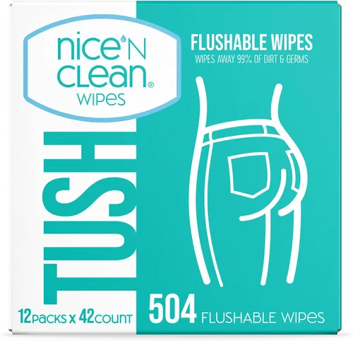 Nice 'N Clean Toallitas desechables para adultos (12 x 42 unidades) | Toallitas de limpieza personal hechas de fibras a base de plantas | Infundidas