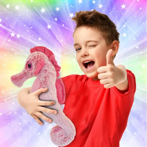 Miniatura 2 de DolliBu - Peluche de caballito de mar rosa, súper suave, lindo animal de peluche para niños y adultos, adorable juguete de regalo para niñas