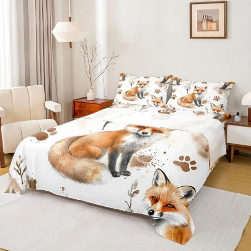 Miniatura 28 de Erosebridal Happy Camping - Juego de sábanas tamaño individual para niños, diseño de animales del bosque del bosque, para bebés, niños y niñas