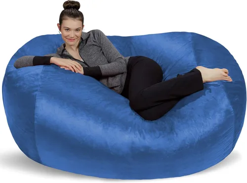 Miniatura 54 de Sofa Sack Funda para silla puff solamente, sin relleno, cómoda funda de repuesto para silla redonda, 5 pies, color carbón Carbón - Solo funda