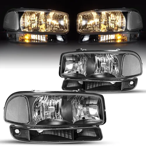 Miniatura 14 de JSBOYAT 4 PCS Compatible con 99-06 GMC Sierra 1500 2500 3500 Conjunto de Faros Delanteros de Reemplazo con Bombillas 00-06 GMC Yukon/Yukon XL